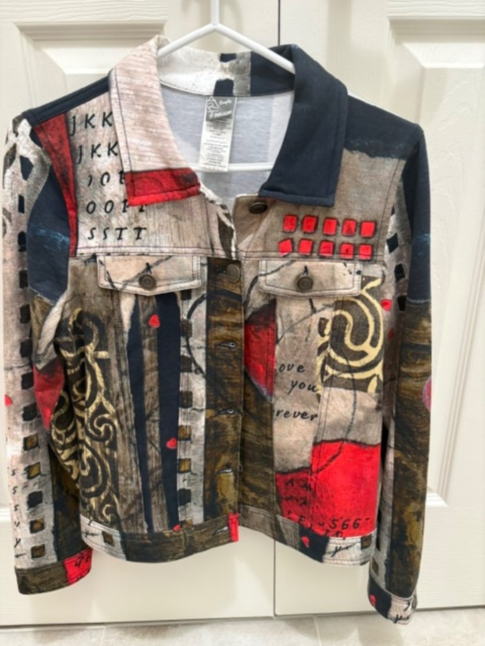 Simply Art by Dolcezza jacket Women's sz S Love you forever long sleeves